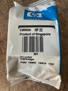 HP 22 TRI COLOR PRINTER INK CARTRIDGE C9352A HEWLETT PACKARD - FREE SHIPPING! - Picture 1 of 2
