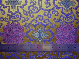 Faux Silk Brocade (Fortune Flower) Jacquard Damask Kimono Fabric Material BL2 - Picture 1 of 49