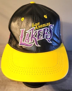 Vintage Leather SnapBack Lakers Hat 1996 Los Angeles Lakers Logo Hat - Picture 1 of 17