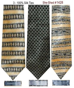 Lot of 3 Silk Ties GEOFFREY BEENE Men's Silk Ties - 100% Silk Neckties - Picture 1 of 2