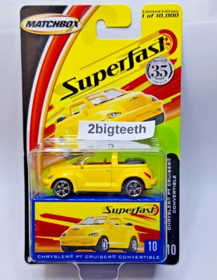 Chrysler PT Cruiser 2004 Matchbox Superfast 35 años #10 convertible amarillo Foto 1 de 4