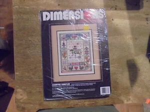 Dimensions Counted Cross Stitch Kit Country Sampler Karen Avery Cow Rooster Farm - Picture 1 of 5