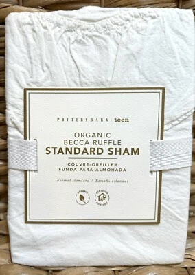 Pottery Barn Teen STANDARD Sham 100% ORGANIC Cotton IVORY Becca Ruffle NEW - Image 1 of 4