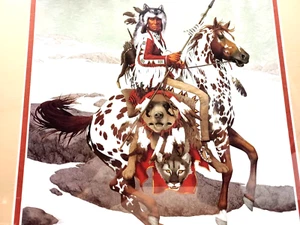 BEV DOOLITTLE NATIVE INDIAN Picture PRINT Appaloosa HORSE Bear Lion 10 1/2" - Picture 1 of 6
