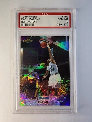 PSA 10 1999-00 Topps Finest Karl Malone Refractor #192 - image 1 of 2
