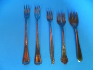 (5) De colección Rager Al/WM Roger&Son/Sheffield/Amsilco Plateado cóctel Florks  - Imagen 1 de 5