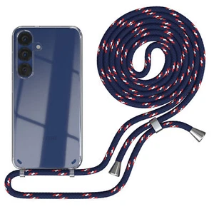 Handyhülle zum Umhängen für Samsung Galaxy S25 Kordel Case Kette Blau Camouflage - Zdjęcie 1 z 7