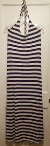 Abito Victoria's Secret Maxi Halter, righe blu navy e bianche, modal, taglia M, nuovo con etichetta - Foto 1 di 7