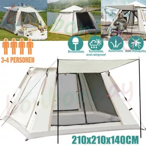 3-4 Personen Camping Zelt Pop up Zelt Automatik Kuppelzelt Wasserdicht Wurfzelt - Bild 1 von 19