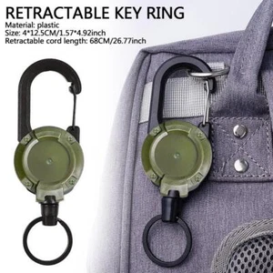 Heavy Duty Retractable Pull Badges ID Reel Carabiner Key Chain keyring UK F7P6 - Picture 1 of 12