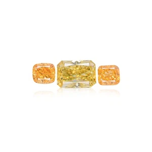 3 Natural Loose Diamond Set - 0.82 Carat Yellow Orange Cushion Radiant, VS2-SI1 - Picture 1 of 5