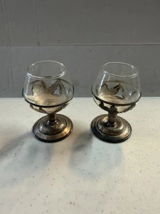 (2) Vintage Sterling Silver Cordial Glasses - Made In Mexico - 3” 30g Each  - Picture 1 of 6