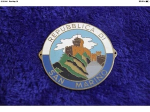 Brass Repubblica Di San Marino Grille Badge License Plate Topper Accessory Sign - Picture 1 of 6