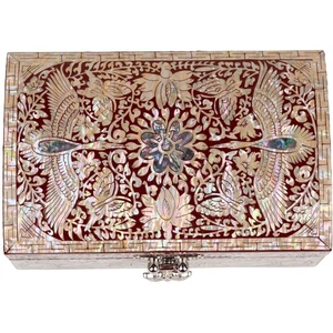 Mother of Pearl Trinket Box - Vintage room decor Jewelry storage organizer Un... - Bild 1 von 9