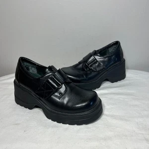 Lower East Side VTG Y2K 90s Shoes Platform Black Gothic Grunge Faux Leather 6 - Picture 1 of 9