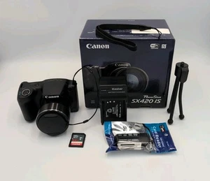 Canon PowerShot SX420 IS Wi-fi Digital Camera Black + SD Card, Charger, Battery - Picture 1 of 14