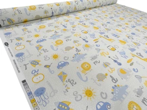 1.8 metres of CUTE KIDS DESIGN Cotton Fabric ALPHABET from FRYETTS - Picture 1 of 4