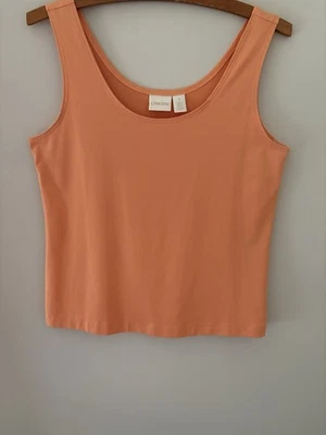 Camiseta sin mangas Chico's para mujer talla 1 (M) naranja sin mangas cuello redondo capa elástica Foto 1 de 4