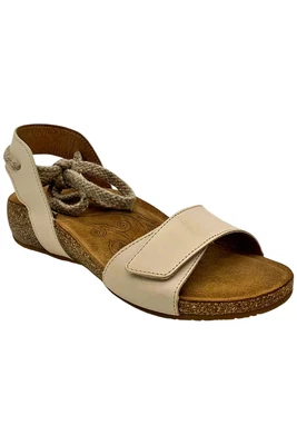 Taos Leather Ankle Wrap Wedges Back and Forth Cream - Image 1 of 3
