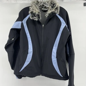 Obermeyer Women’s Winter Ski Jacket Fur Collar Black Size Ladies 14 Vintage - Picture 1 of 5