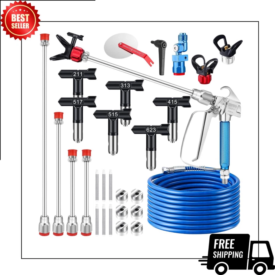 22Pcs Airless Paint Sprayer Gun Kit, 3600PSI Airless Spray Gun with 50Ft High