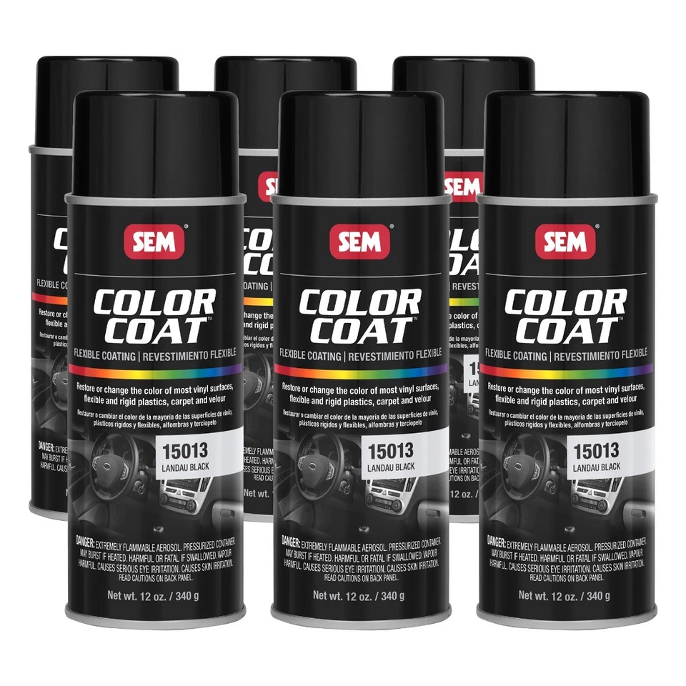 SEM 15013 Case of Color Coat Landau Black Vinyl Spray Paint 12 oz Aerosol 6 Cans - Image 1 of 1