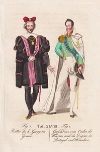 Ordem Militar Torre e Espada Portugal Georgsorden Caballero Disfraz Grabado 1821 - Imagen 1 de 1