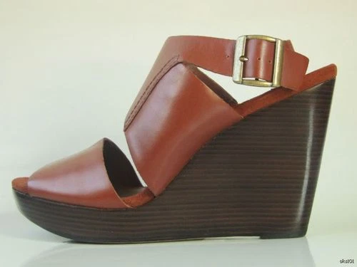 new $275 TARYN ROSE brown platforms open-toe WEDGES shoes 10.5 - Image 1 of 4