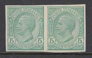 Italy Sc 94av MNG. 1906 5c green Imperf Proof Pair, fresh, VF - Picture 1 of 1