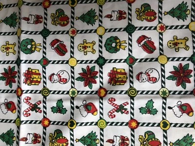 Square Christmas Motif Cotton Fat Quarter Snowman Christmas Tree Gingerbread - Image 1 of 3