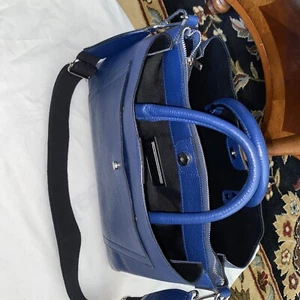 BORSE IN PELLE GENUINE LEATHER BLUE HANDBAG MADE IN ITALY - Picture 1 of 10