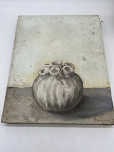 "Pintura al óleo original vintage en lienzo firmada 11x9"" naturaleza muerta" - Imagen 1 de 6