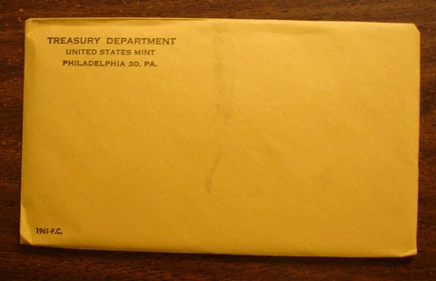 1961 US Mint 5 Coin Sealed Unopened Proof Set Silver Half Dollar PF PR Estate Cover