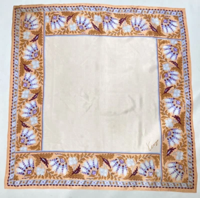 Bufanda Vintage SEDA BRONCEADO PÚRPURA NATURAL KENAZE AÑOS 80 90 CLÁSICO BOARDER PRINT DECO Foto 1 de 4