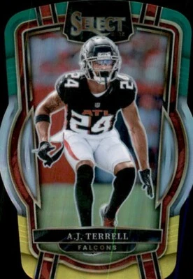 2022 Panini Select Prizm Green & Yellow Die-Cut Prizm #296 A.J. Terrell Falcons - Image 1 of 2