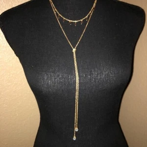 Mia Collection Choker Y Drop Gold Tone Necklace - Picture 1 of 12