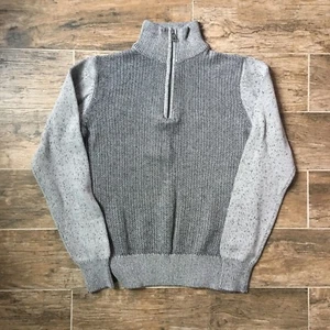 NEW NWT Guess USA Stone Heather Gray Mens Derek Plaited Knit 1/2 Zip Sweater $79 - Picture 1 of 11