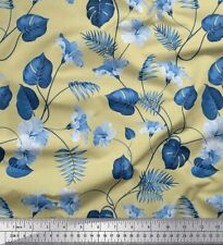 Soimoi Cotton Poplin Fabric Leaves & Floral Artistic Printed Fabric-jyP