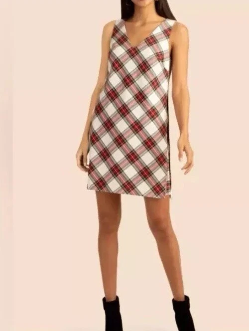 Vestido recto Trina Turk 'Brynne' de vacaciones tartán a cuadros sin mangas - Talla 6 rojo Foto 1 de 4
