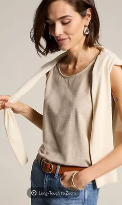 ¡NUEVO CON ETIQUETAS! J JILL PIMA ALGODÓN ELÁSTICO TANK-XL-CEBADA/BEIGE-RAYAS- ¡BONITO! Foto 1 de 4