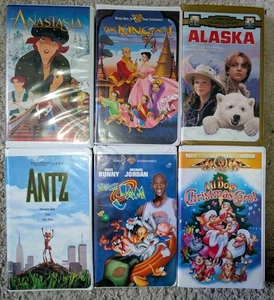 Lot 6 Children and Family VHS Movies: Space Jam, Antz, Alaska, Anastasia - Picture 1 of 10