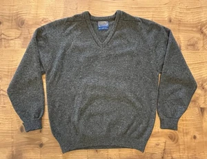 Suéter Pendleton Para Hombres LG 100% Lana Virgen Corderos Gris Cuello en V Manga Larga De Colección - Imagen 1 de 8