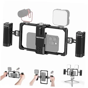 Kit de vlogging de plate-forme téléphonique amélioré, stabilisateur vidéo avec double poignée, sans fil - Photo 1 sur 7