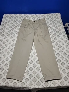 Brooks Brothers Pants Mens 33x29 Beige Advantage Chino Thompson Pleated Cuffed - Picture 1 of 4