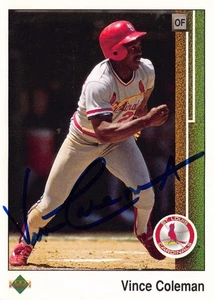 Vince Coleman autographed baseball card 1989 Upper Deck #253 St Louis Cardinals - Picture 1 of 1