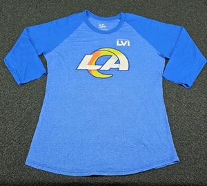LA Rams Majestic 3/4 Sleeve T-Shirt XL Blue Stafford NFL Football Super Bowl LVI - Picture 1 of 9