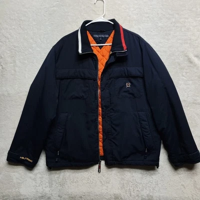 TOMMY HILFIGER Retro/Vintage Azul Marino Escudo de León Invierno Chaqueta Abrigo Para Hombre Talla L Foto 1 de 4