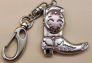 GENEVA  Cowgirl Pink Glitter/Silver Tone Boot /Watch Keychain NEW BATTERY - Picture 1 of 19