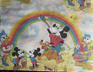 vintage disney mickey mouse rainbow 2 piece twin sheet set - Picture 1 of 9