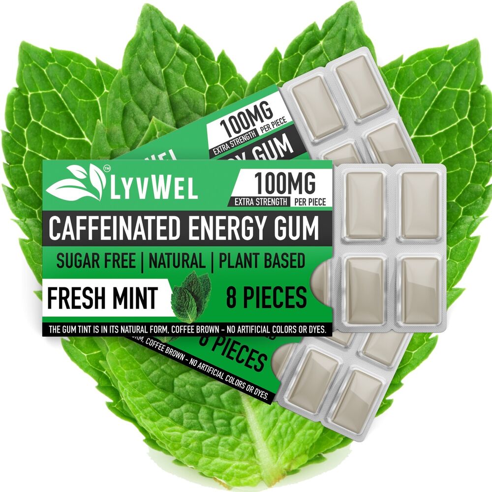 Energy Focus Spearmint Gum 3 Packs 100mg Caffeine Pre Workout Fitness Supplement